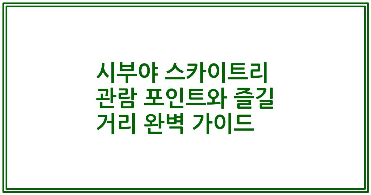 시부야 스카이트리 관람 포인트와 즐길 거리 완벽 가이드