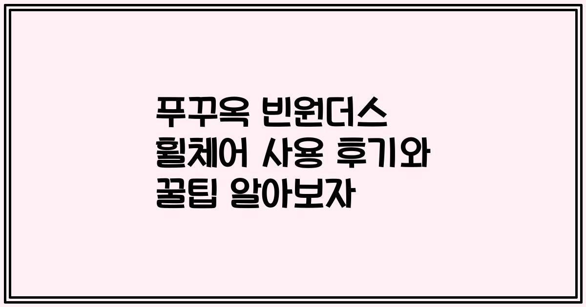 푸꾸옥 빈원더스 휠체어 사용 후기와 꿀팁 알아보자