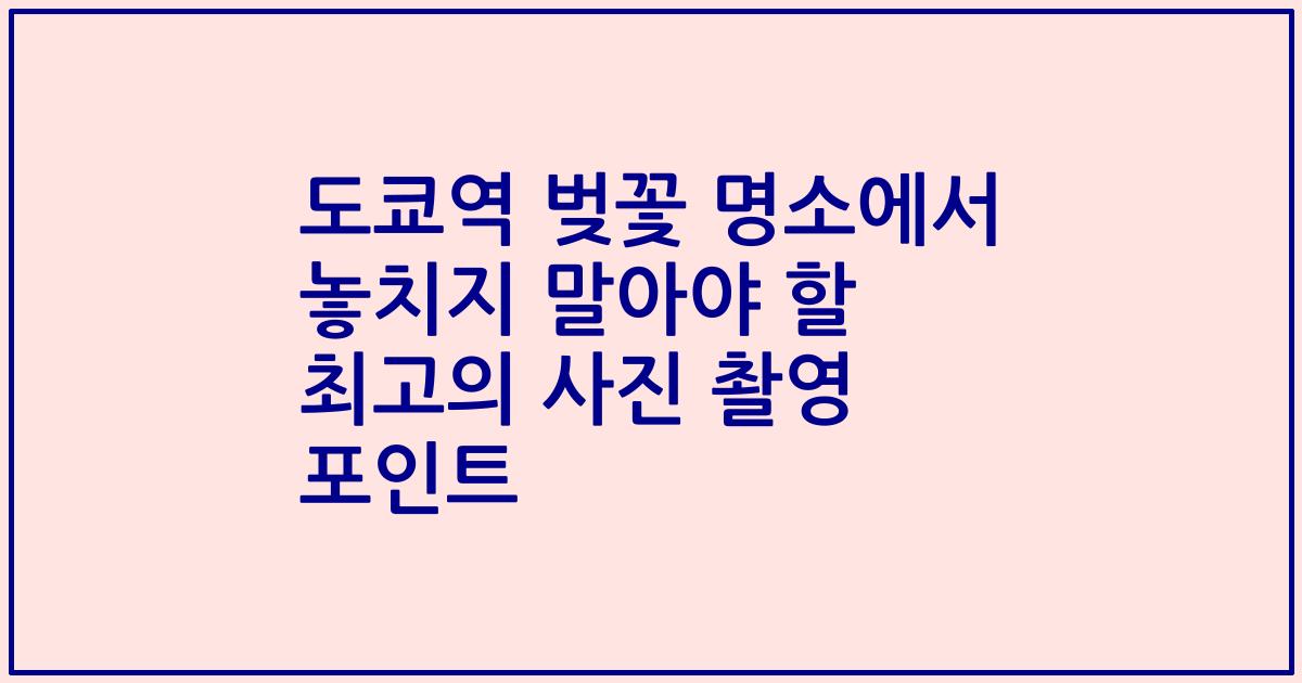 도쿄역 벚꽃 명소에서 놓치지 말아야 할 최고의 사진 촬영 포인트
