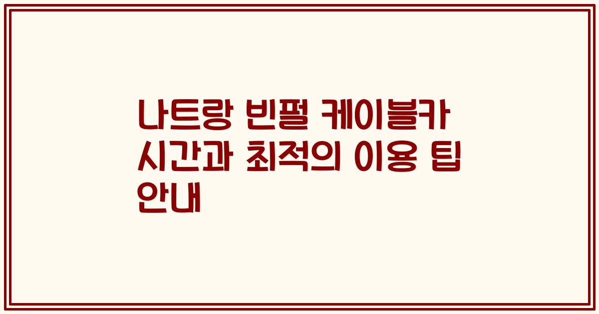 나트랑 빈펄 케이블카 시간과 최적의 이용 팁 안내